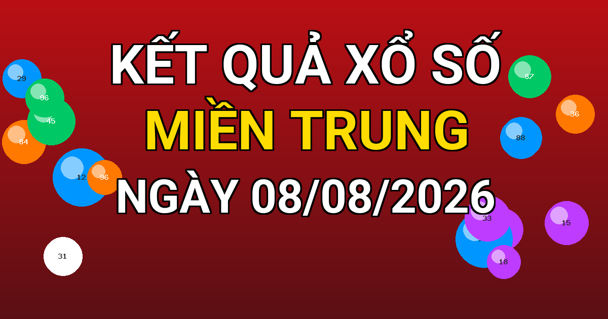 Kết quả xổ số Miền Trung ngày 08/08/2026