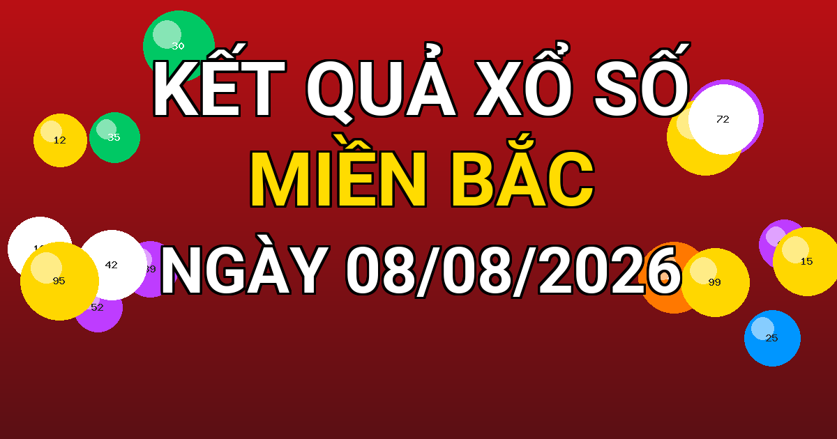Kết quả xổ số Miền Bắc ngày 08/08/2026
