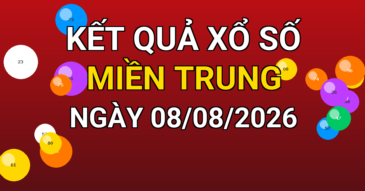 Kết quả xổ số Miền Trung ngày 08/08/2026