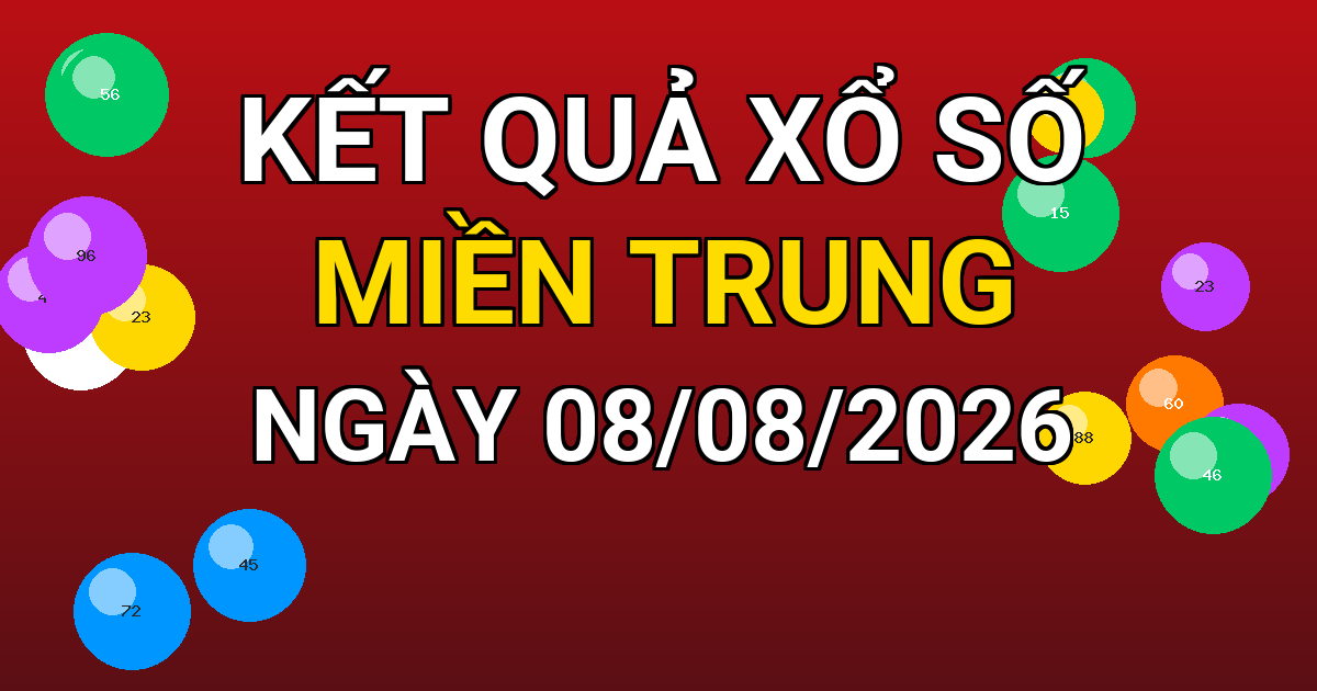 Kết quả xổ số Miền Trung ngày 08/08/2026