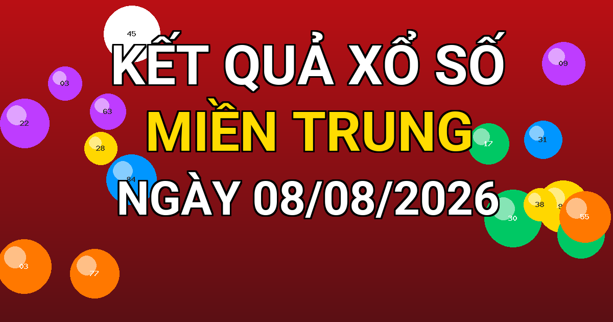 Kết quả xổ số Miền Trung ngày 08/08/2026