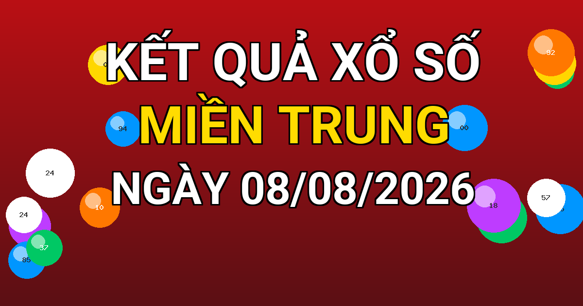 Kết quả xổ số Miền Trung ngày 08/08/2026