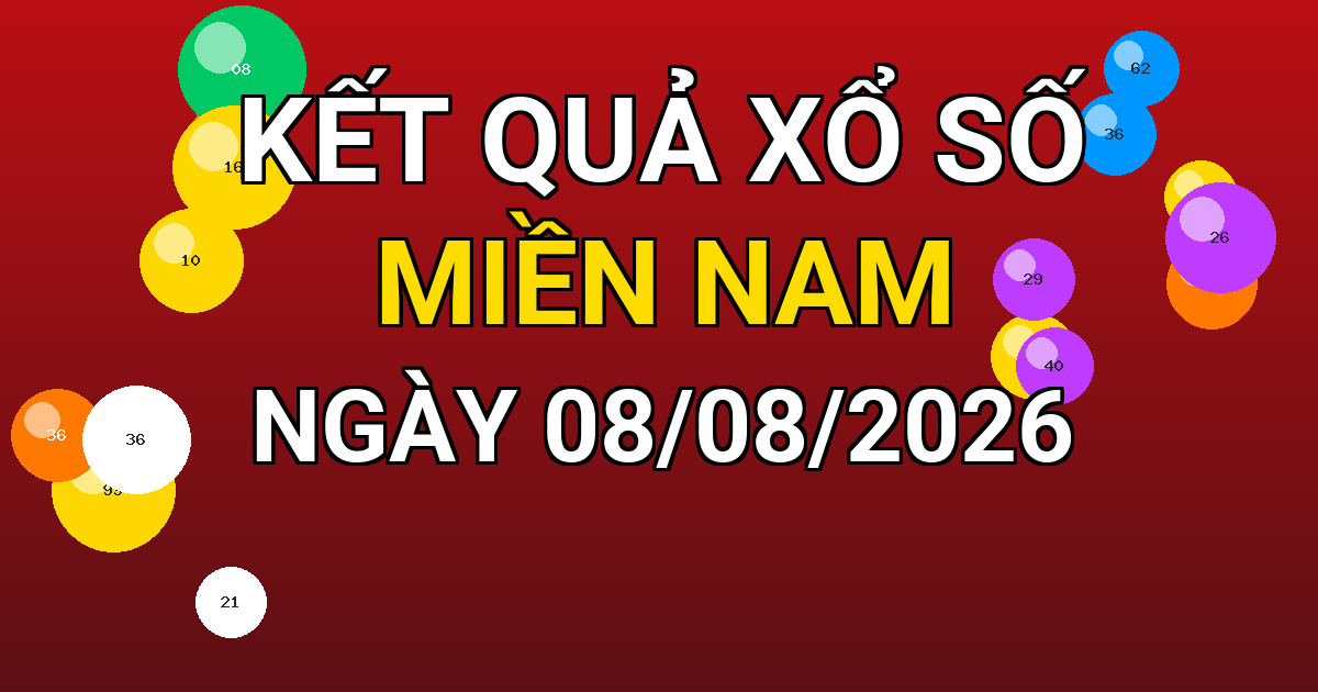 Kết quả xổ số Miền Nam ngày 08/08/2026