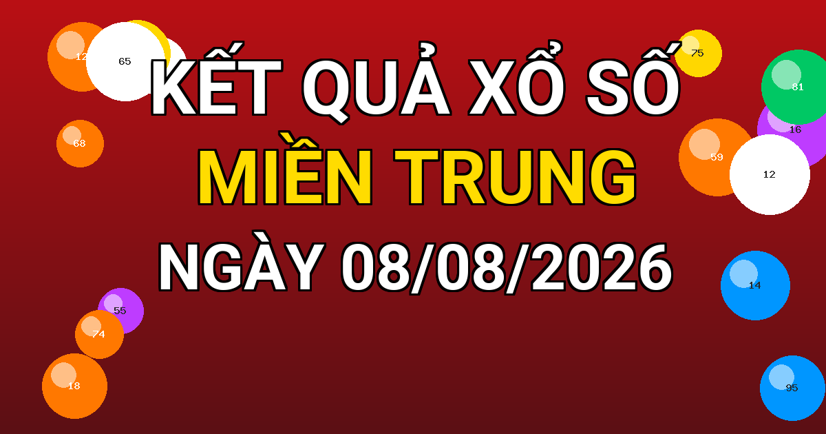 Kết quả xổ số Miền Trung ngày 08/08/2026
