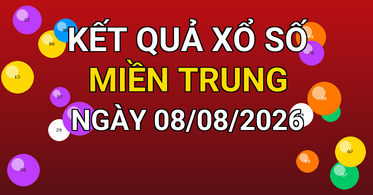 Kết quả xổ số Miền Trung ngày 08/08/2026