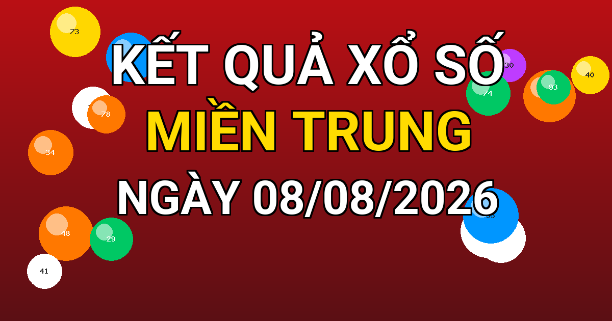 Kết quả xổ số Miền Trung ngày 08/08/2026