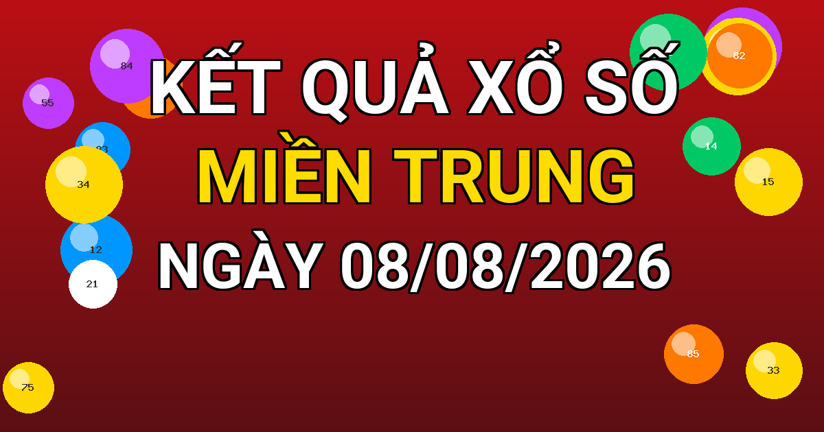 Kết quả xổ số Miền Trung ngày 08/08/2026