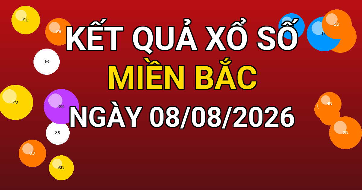 Kết quả xổ số Miền Bắc ngày 08/08/2026