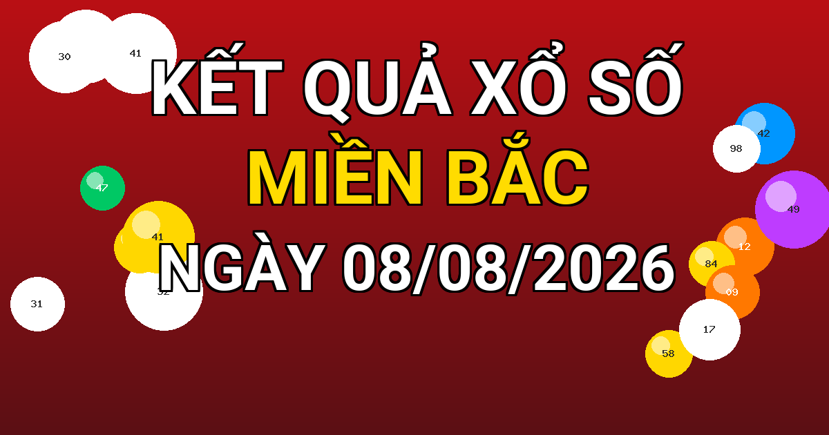 Kết quả xổ số Miền Bắc ngày 08/08/2026