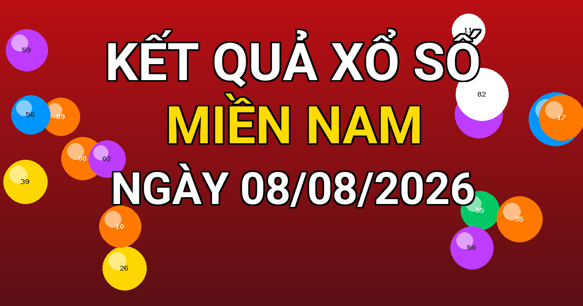 Kết quả xổ số Miền Nam ngày 08/08/2026