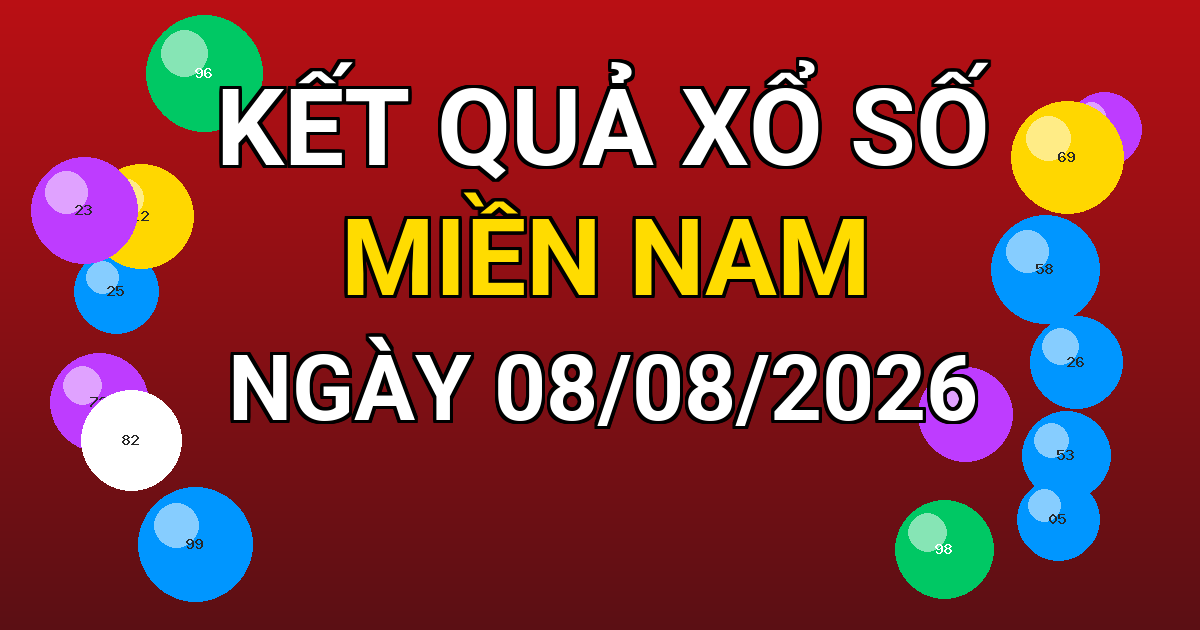 Kết quả xổ số Miền Nam ngày 08/08/2026