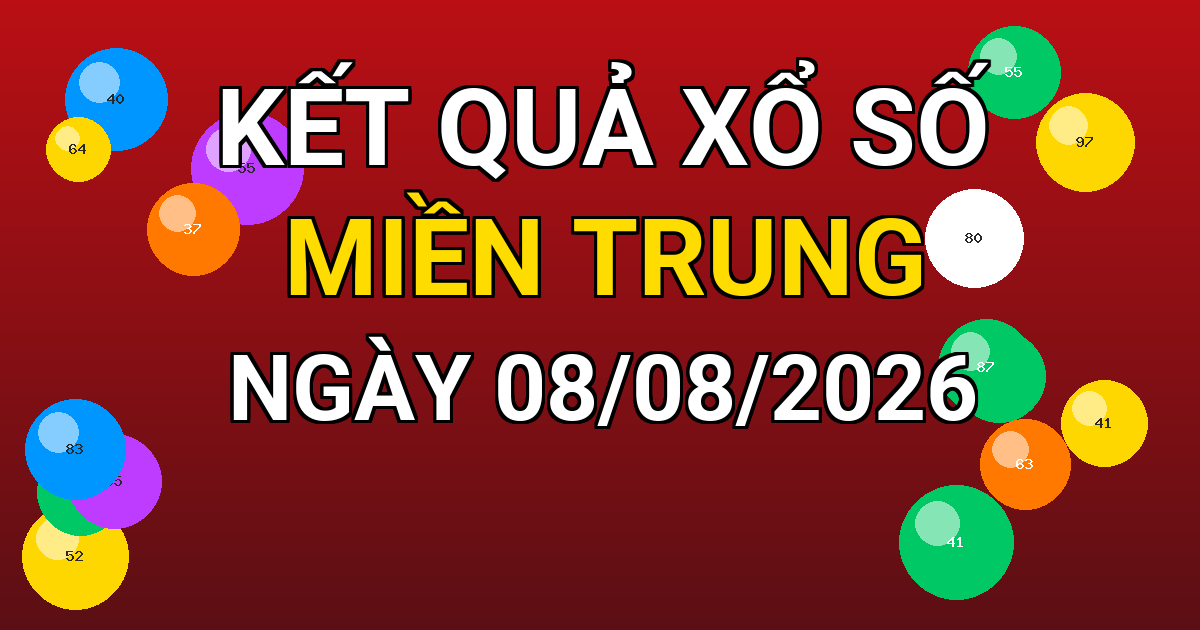 Kết quả xổ số Miền Trung ngày 08/08/2026