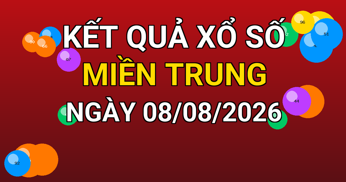 Kết quả xổ số Miền Trung ngày 08/08/2026