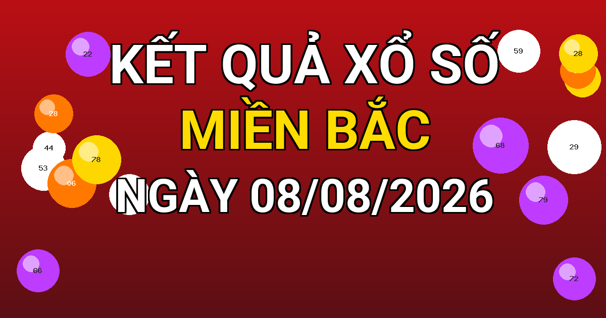 Kết quả xổ số Miền Bắc ngày 08/08/2026