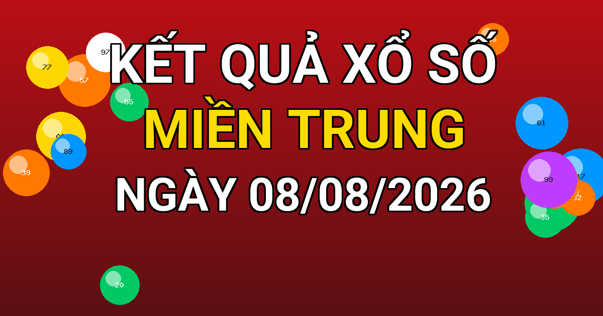 Kết quả xổ số Miền Trung ngày 08/08/2026