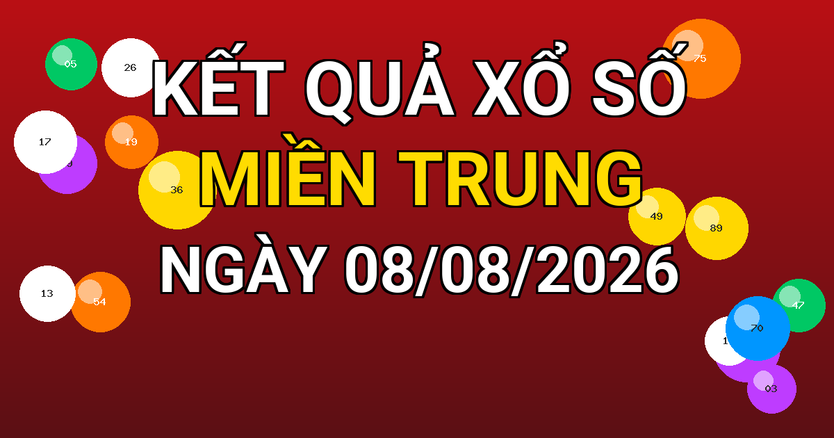 Kết quả xổ số Miền Trung ngày 08/08/2026