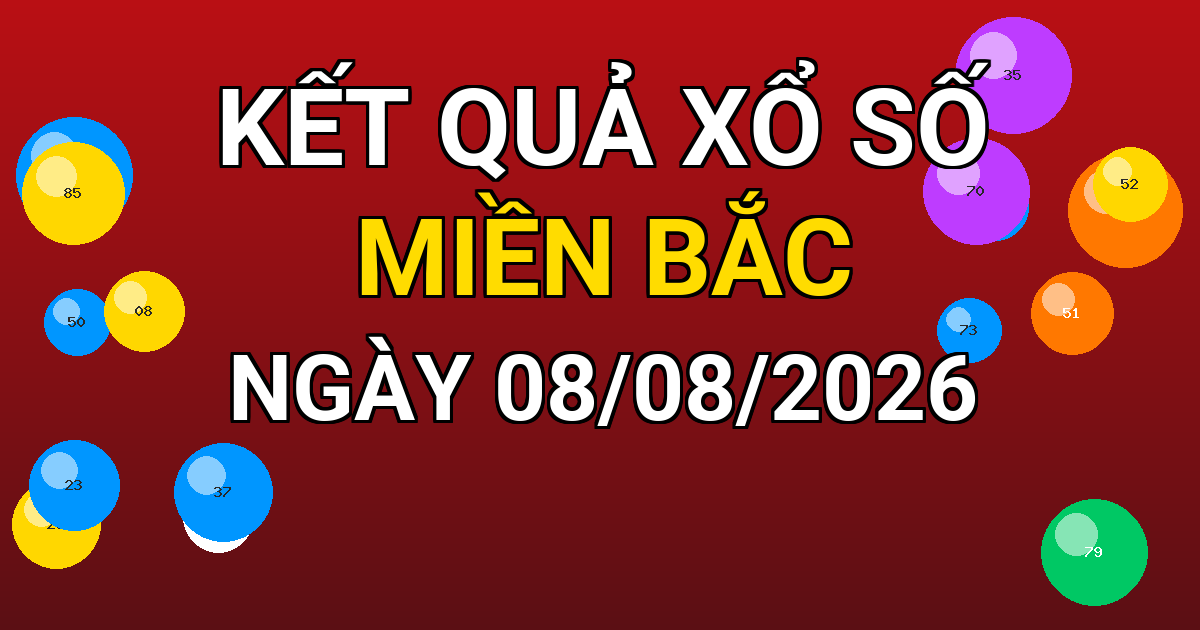 Kết quả xổ số Miền Bắc ngày 08/08/2026