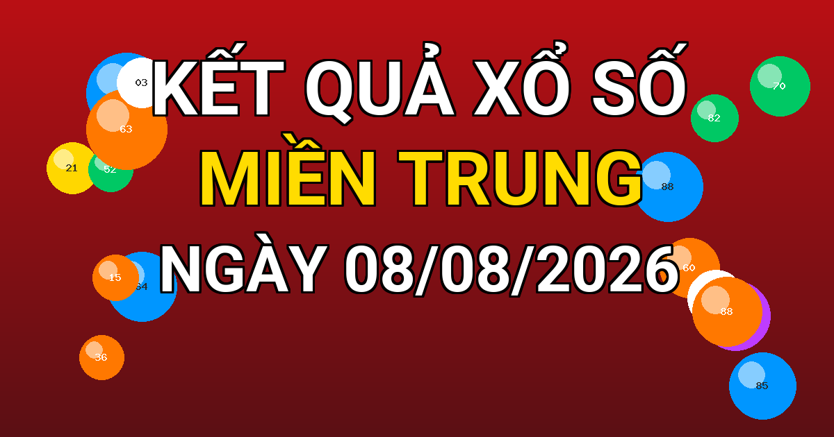 Kết quả xổ số Miền Trung ngày 08/08/2026
