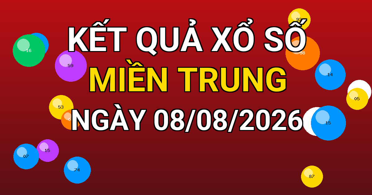 Kết quả xổ số Miền Trung ngày 08/08/2026