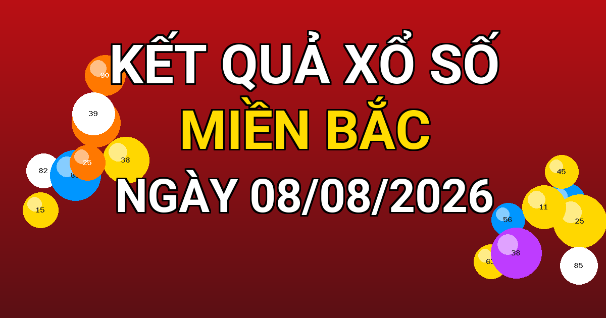 Kết quả xổ số Miền Bắc ngày 08/08/2026