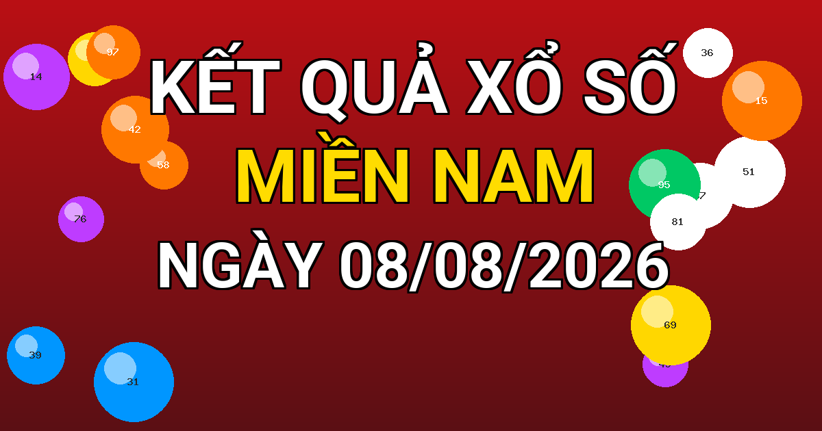 Kết quả xổ số Miền Nam ngày 08/08/2026