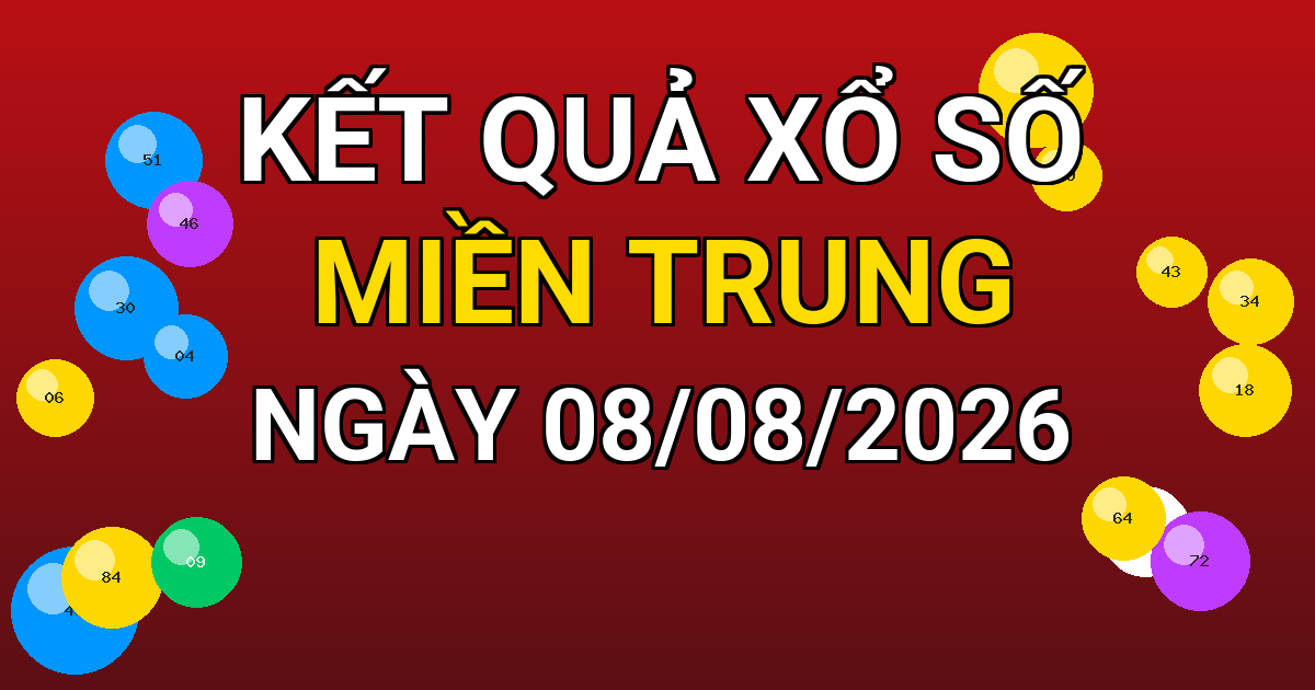 Kết quả xổ số Miền Trung ngày 08/08/2026
