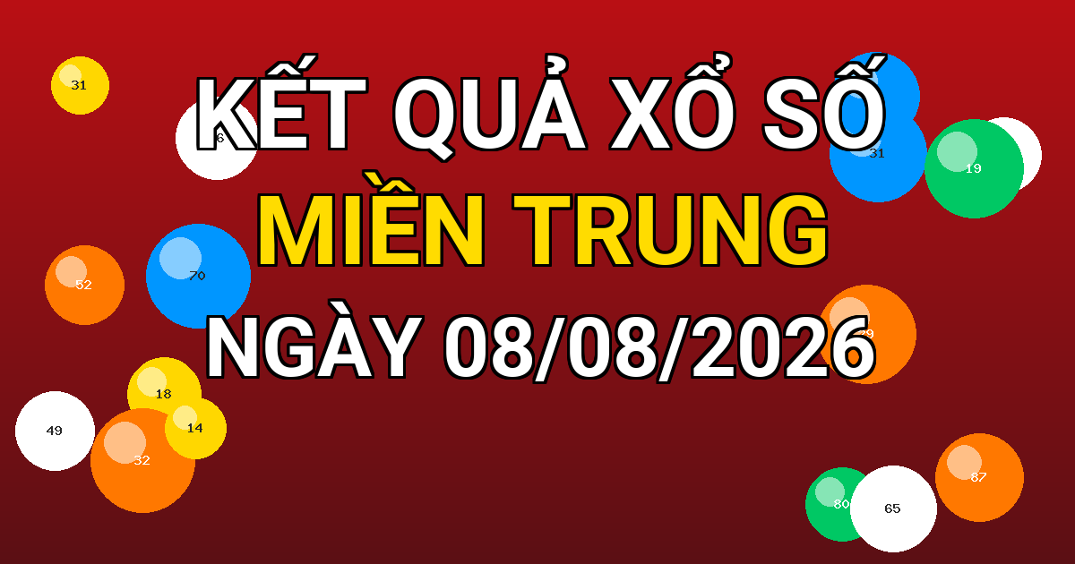 Kết quả xổ số Miền Trung ngày 08/08/2026