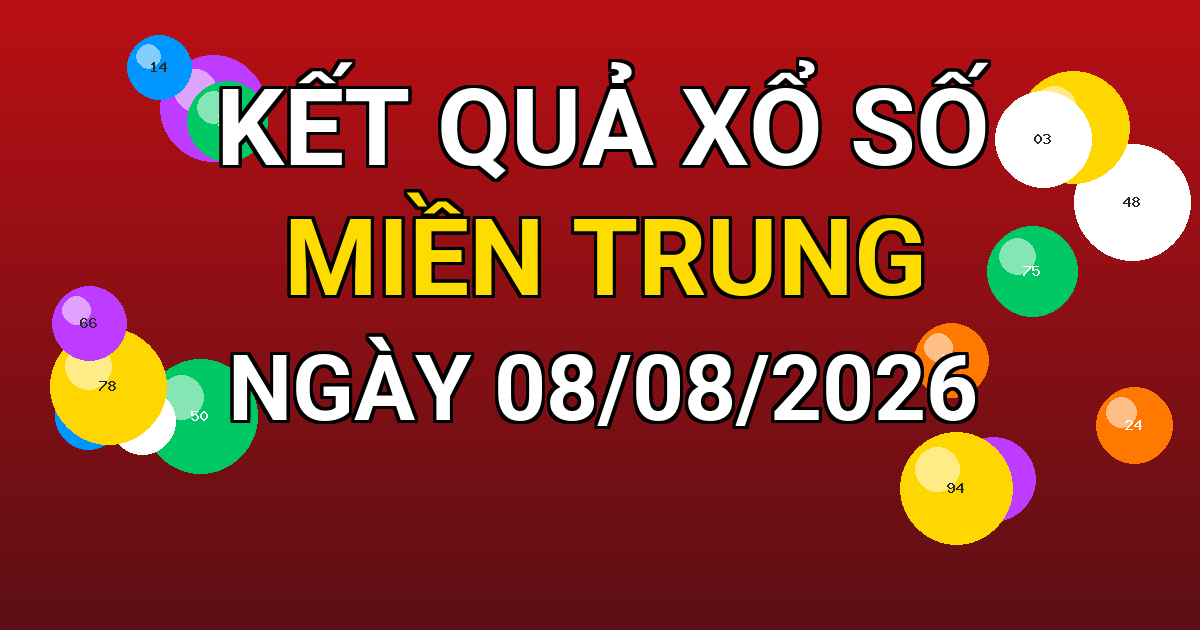 Kết quả xổ số Miền Trung ngày 08/08/2026