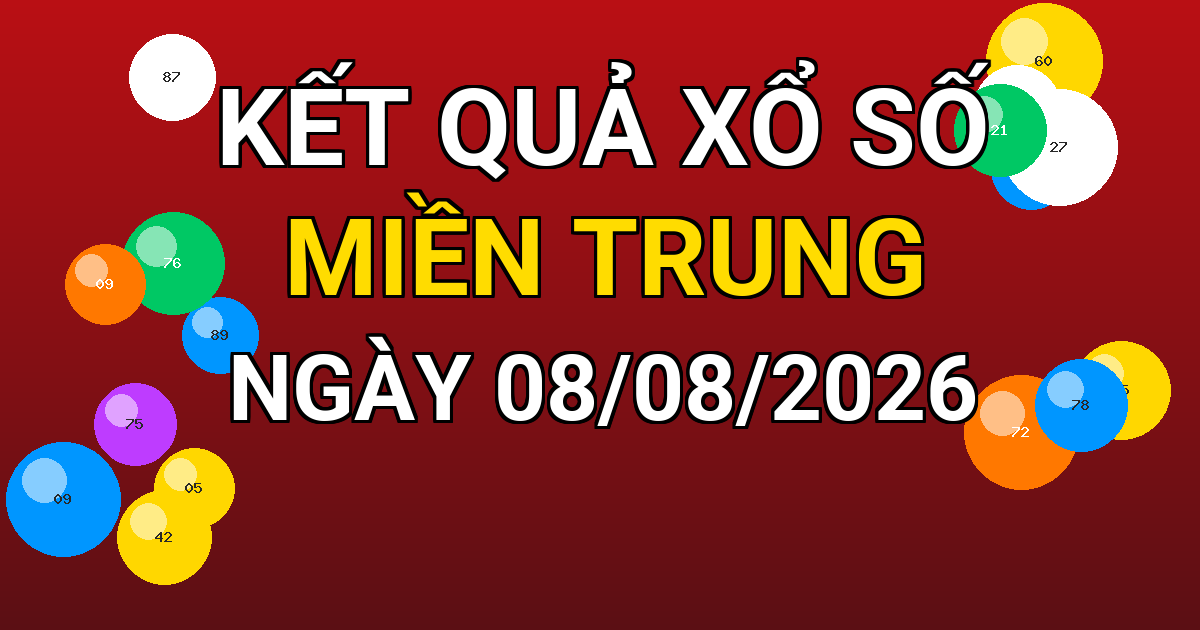 Kết quả xổ số Miền Trung ngày 08/08/2026