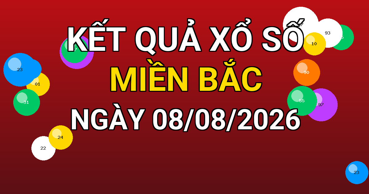 Kết quả xổ số Miền Bắc ngày 08/08/2026