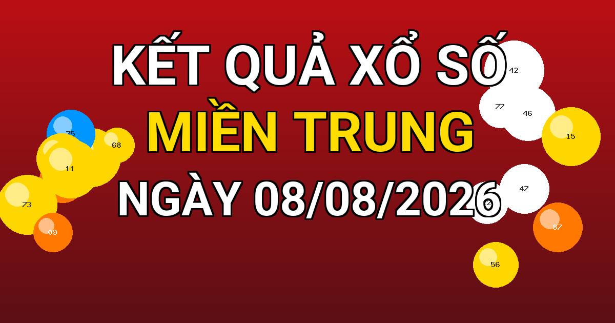 Kết quả xổ số Miền Trung ngày 08/08/2026