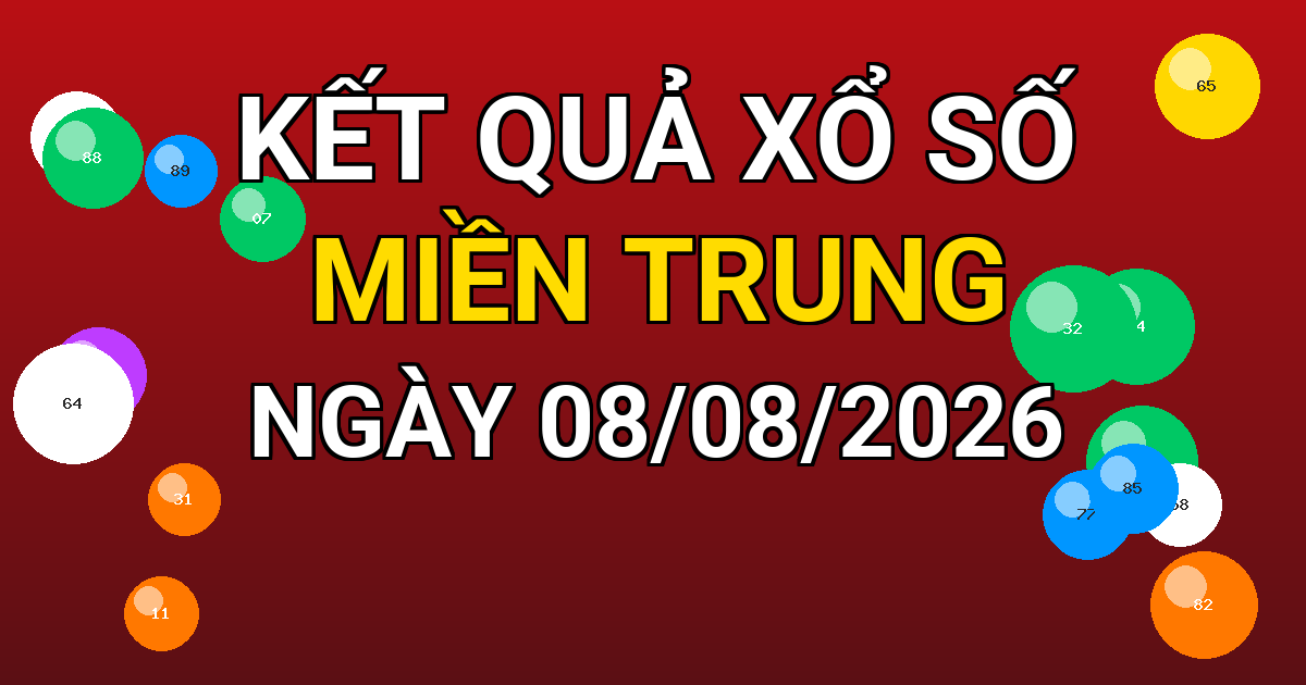 Kết quả xổ số Miền Trung ngày 08/08/2026
