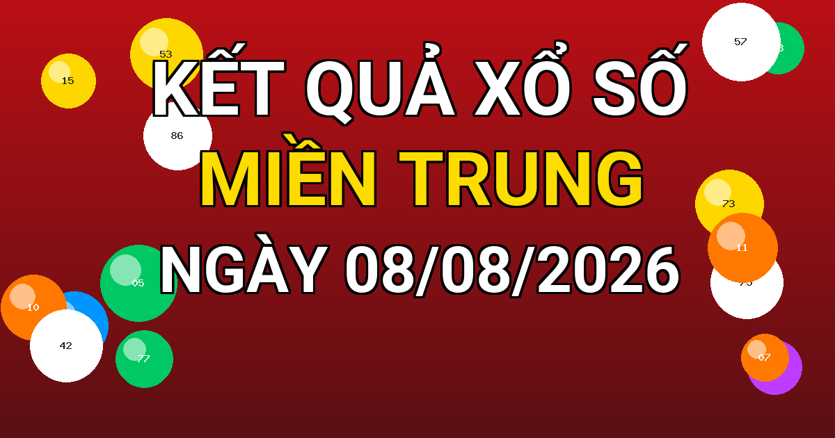 Kết quả xổ số Miền Trung ngày 08/08/2026