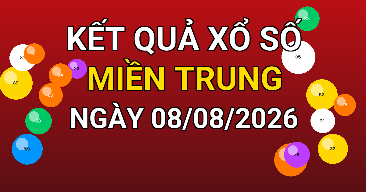 Kết quả xổ số Miền Trung ngày 08/08/2026