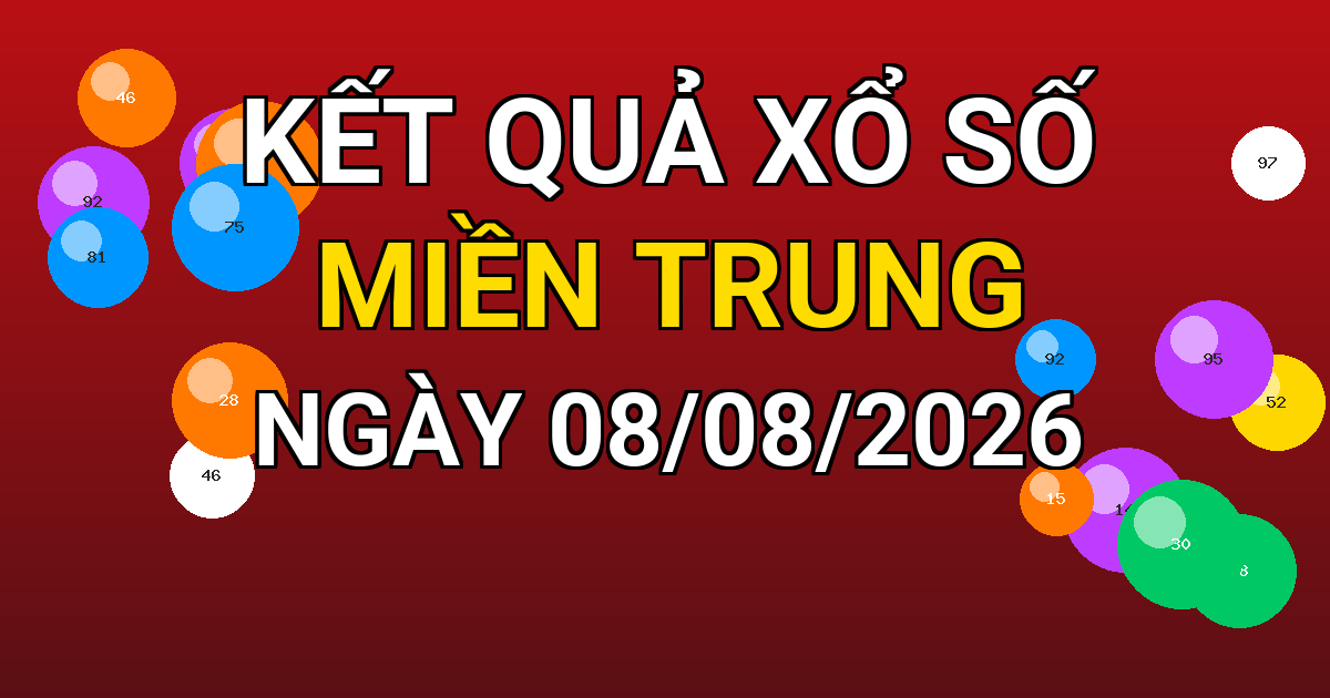 Kết quả xổ số Miền Trung ngày 08/08/2026