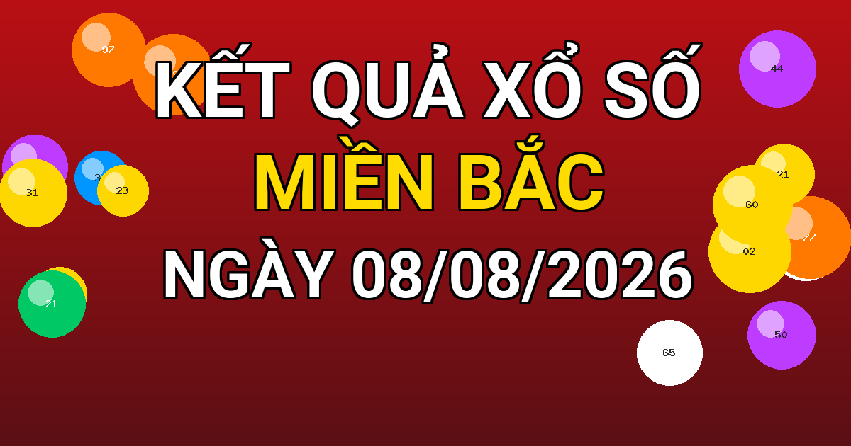 Kết quả xổ số Miền Bắc ngày 08/08/2026