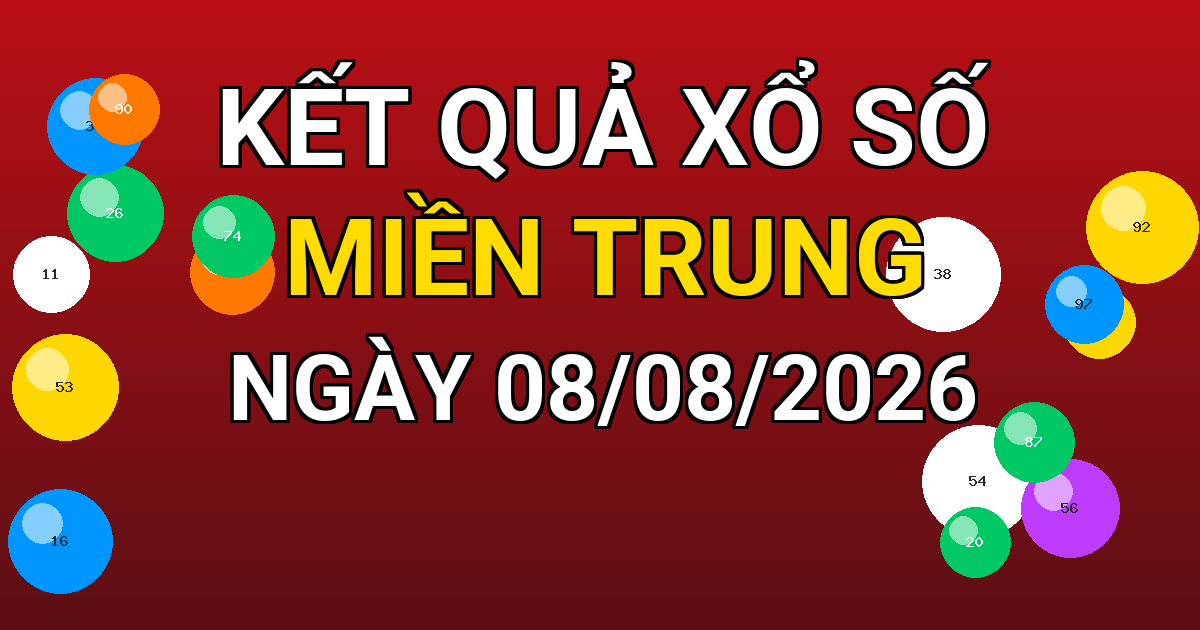 Kết quả xổ số Miền Trung ngày 08/08/2026