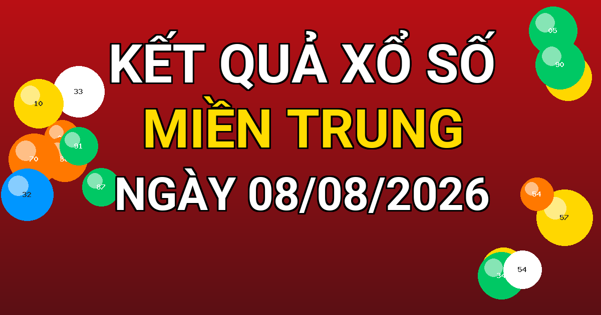 Kết quả xổ số Miền Trung ngày 08/08/2026