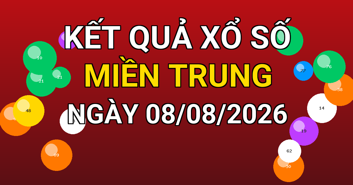 Kết quả xổ số Miền Trung ngày 08/08/2026