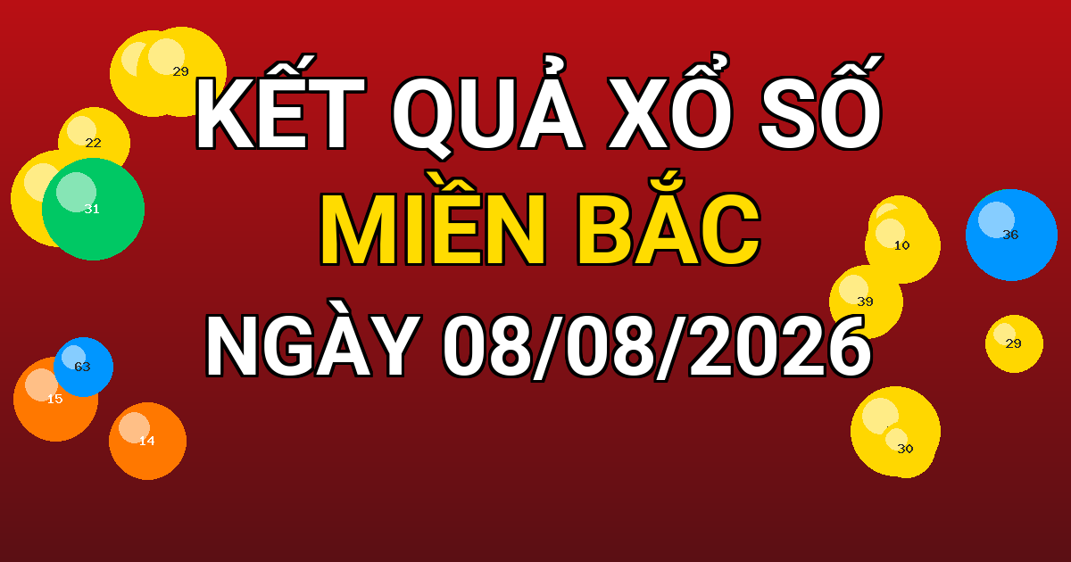 Kết quả xổ số Miền Bắc ngày 08/08/2026