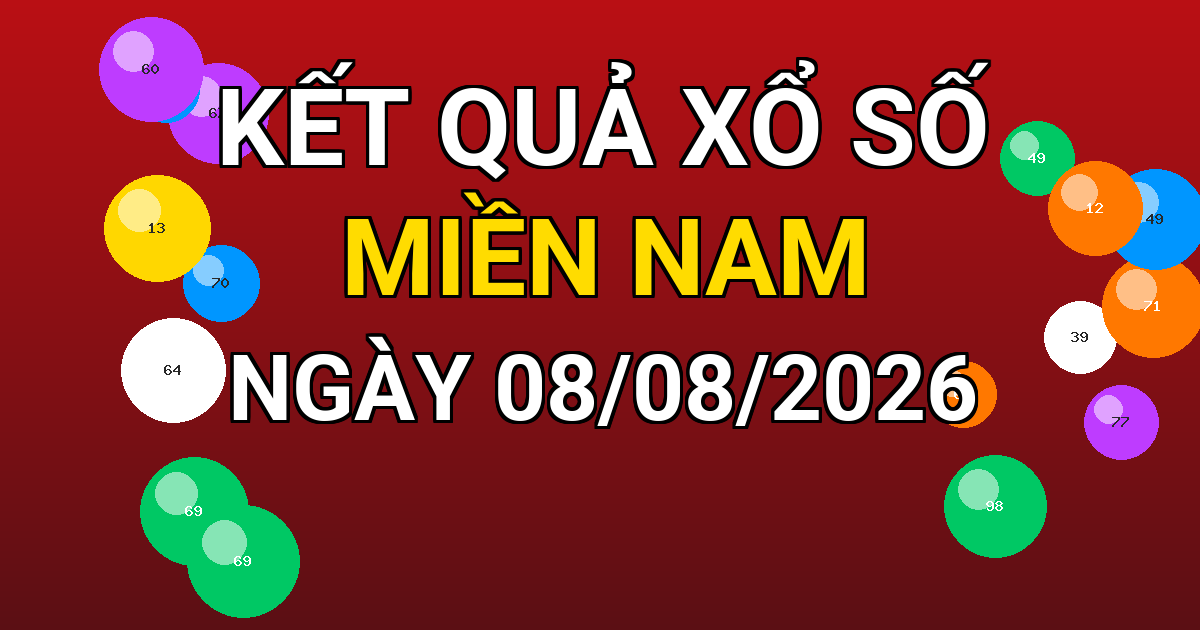 Kết quả xổ số Miền Nam ngày 08/08/2026