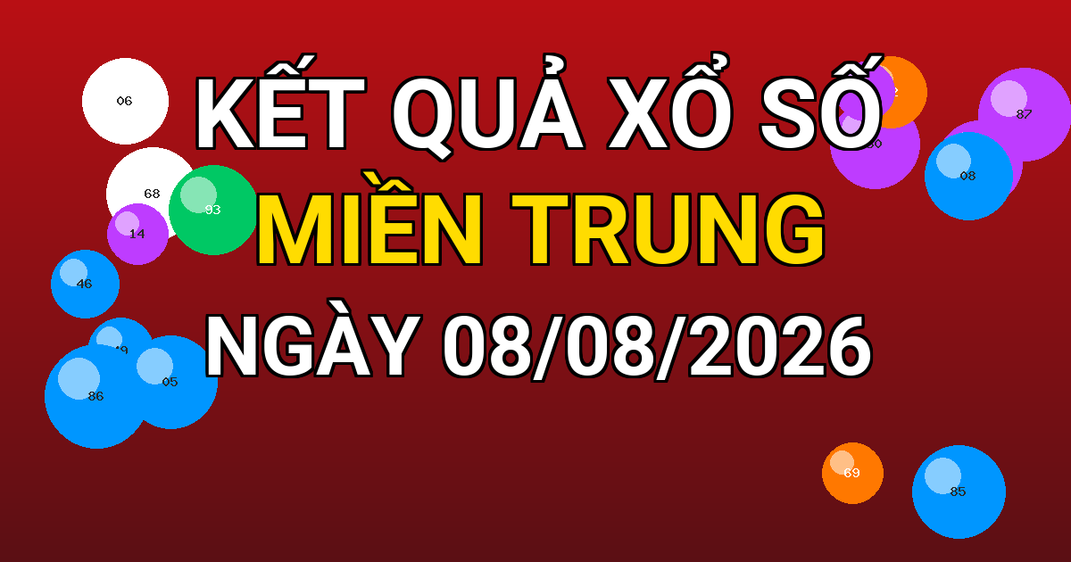 Kết quả xổ số Miền Trung ngày 08/08/2026
