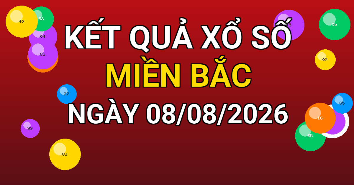 Kết quả xổ số Miền Bắc ngày 08/08/2026