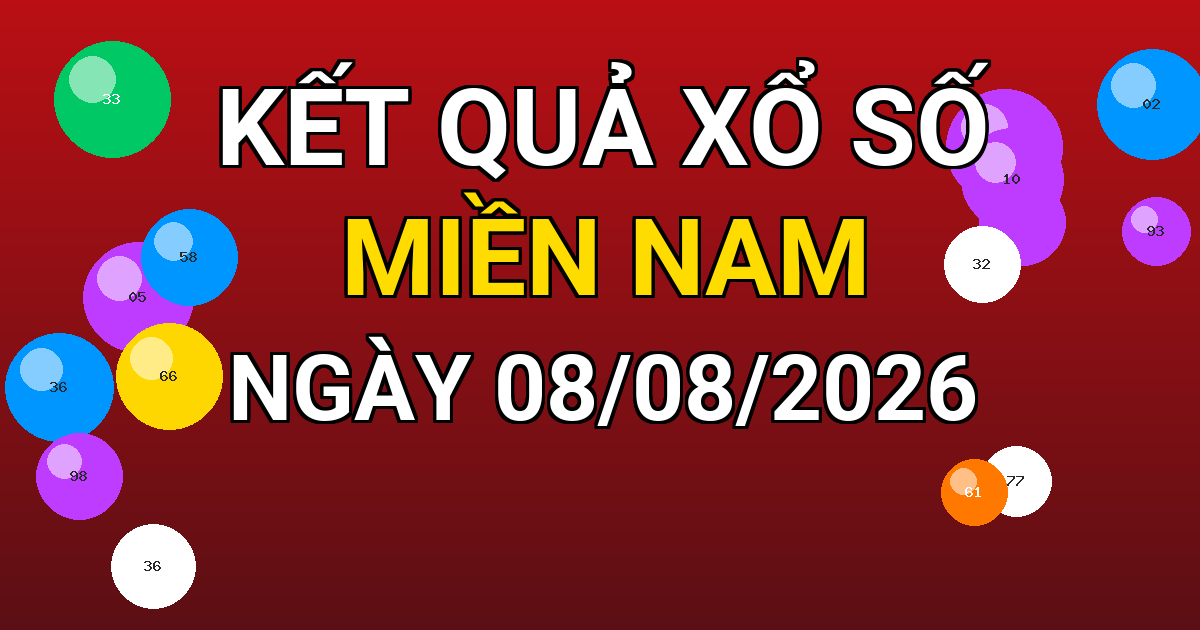 Kết quả xổ số Miền Nam ngày 08/08/2026