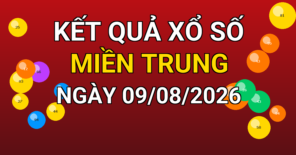 Kết quả xổ số Miền Trung ngày 09/08/2026