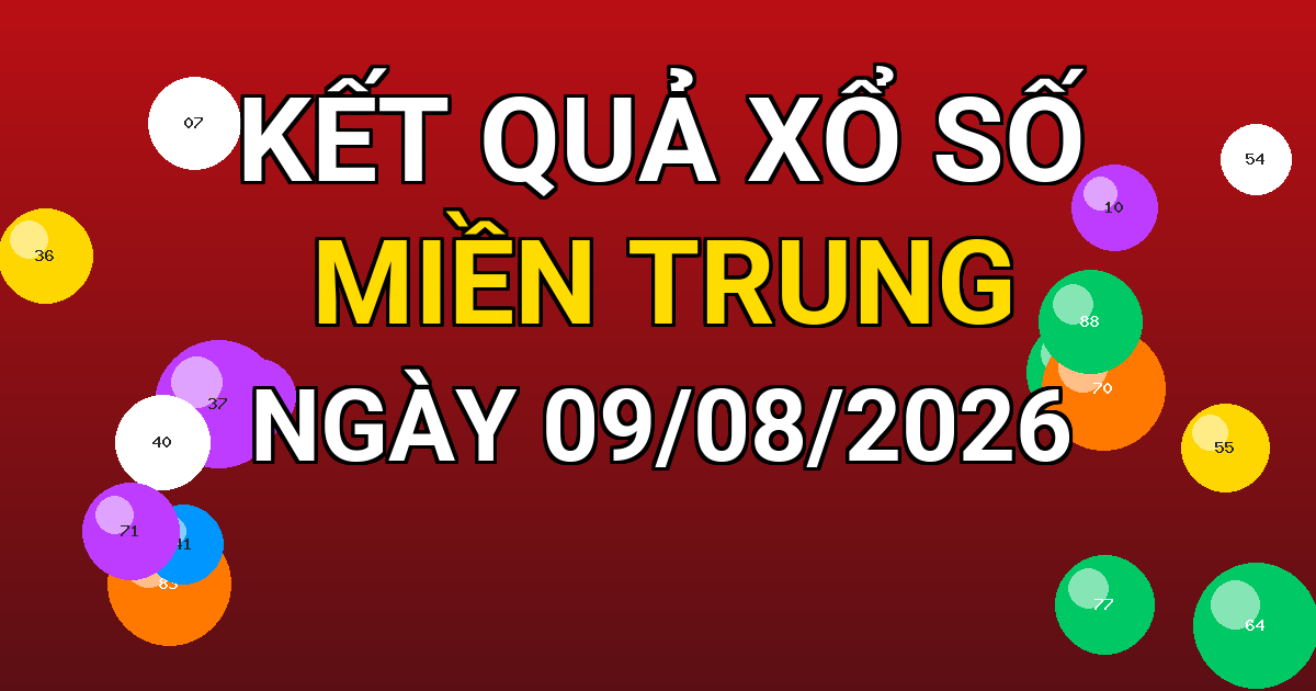 Kết quả xổ số Miền Trung ngày 09/08/2026