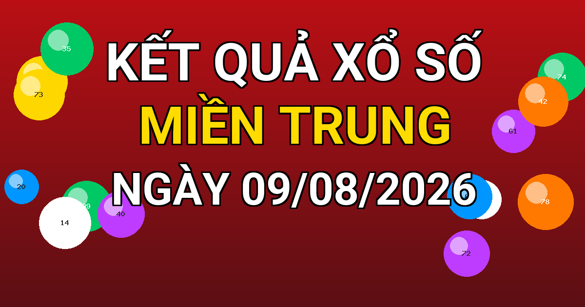 Kết quả xổ số Miền Trung ngày 09/08/2026