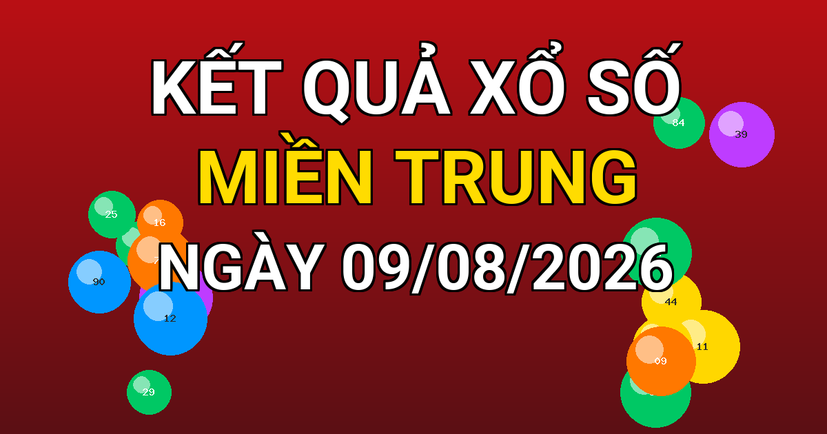 Kết quả xổ số Miền Trung ngày 09/08/2026