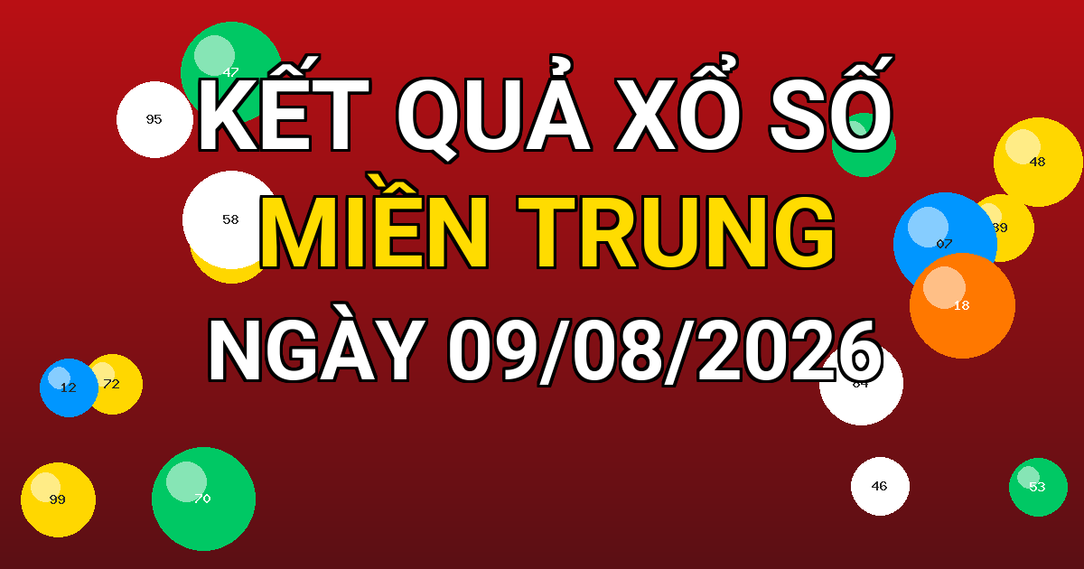 Kết quả xổ số Miền Trung ngày 09/08/2026