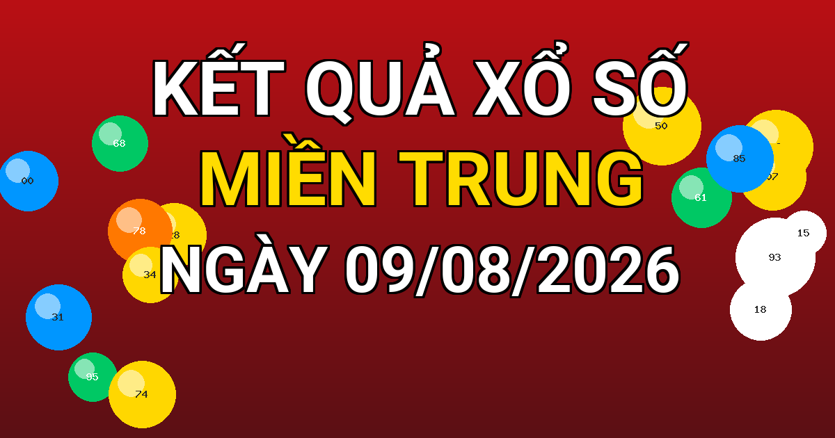 Kết quả xổ số Miền Trung ngày 09/08/2026